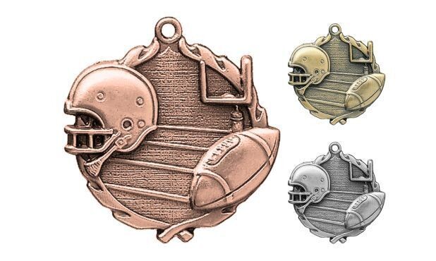 Sculptured Football Medallion: Antique Bronze 1-3/4"-105167