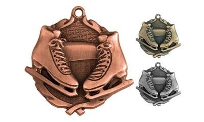 Figure Skating Sculptured Medallion: Antique Bronze 1-3/4"-105179