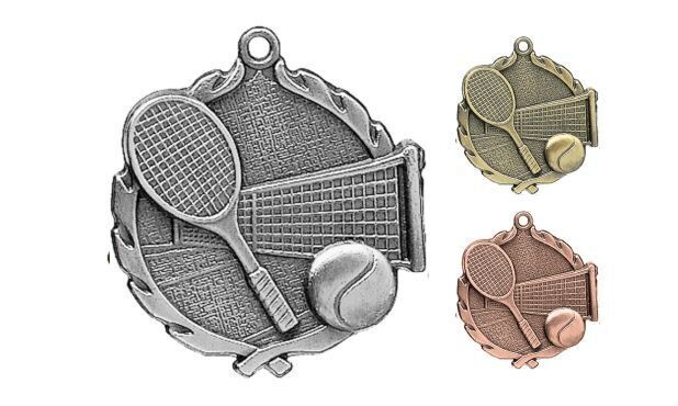 Sculptured Tennis Medallion: Antique Silver 1-3/4"-105187