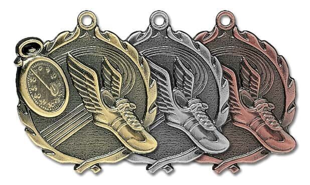 Sculptured Track Medallion: Antique Gold 1-3/4"-105189