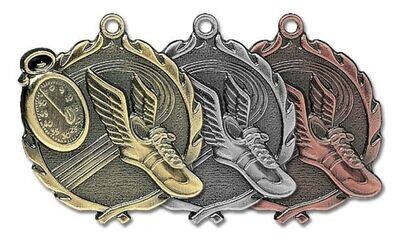 Sculptured Track Medallion: Antique Gold 1-3/4"-105189