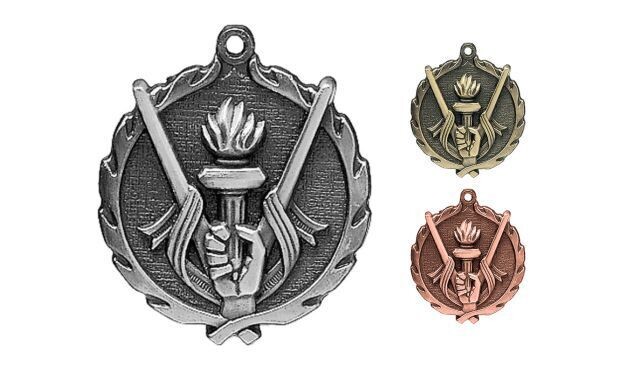 Sculptured Victory Medallion: Antique Silver 1-3/4