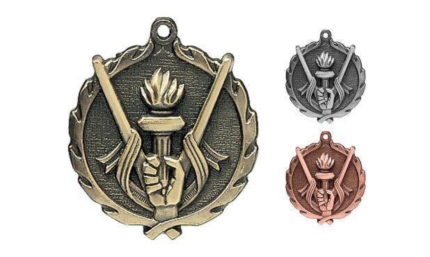 Sculptured Victory Medallion: Antique Gold 1-3/4"