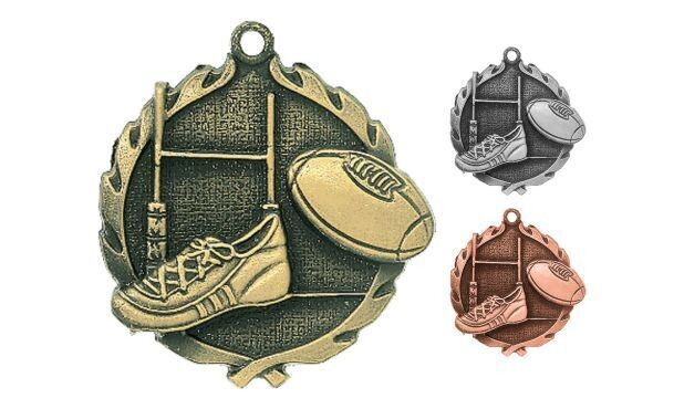 Sculptured Rugby Medallion: Antique Gold 1-3/4"-105201