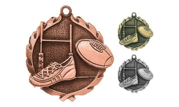 Sculptured Rugby Medallion: Antique Bronze 1-3/4"-105203