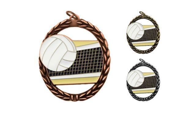 Full Colour Volleyball Medallion: Antique Bronze 2-3/4"-105221