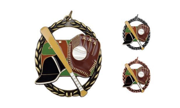Full Colour Baseball Medallion: Antique Gold 2-3/4"-105231