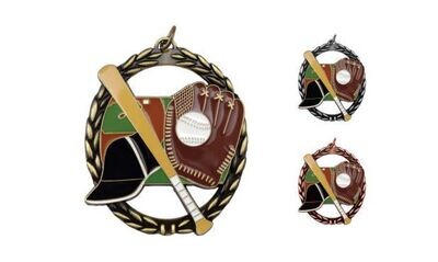 Full Colour Baseball Medallion: Antique Gold 2-3/4"-105231
