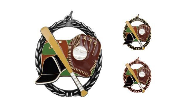 Full Colour Baseball Medallion: Antique Silver 2-3/4"-105232