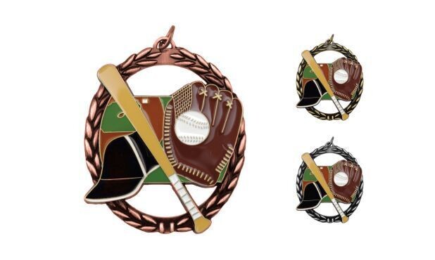 Full Colour Baseball Medallion: Antique Bronze 2-3/4"-105233