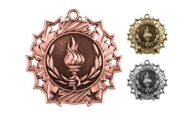Ten Star Victory Medallion: Antique Bronze 2-1/4"