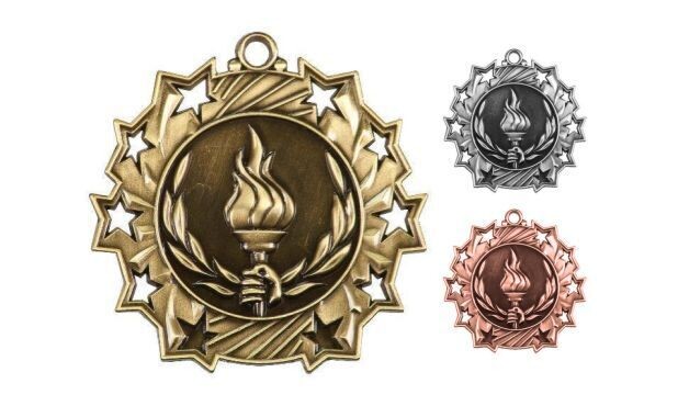 Ten Star Victory Medallion: Antique Gold 2-1/4"