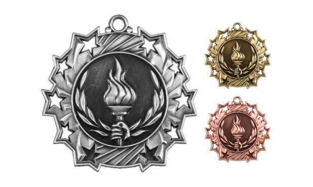 Ten Star Victory Medallion: Antique Silver 2-1/4