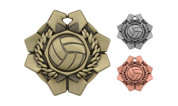 Imperial Volleyball Medallion: Antique Gold 2"-105357