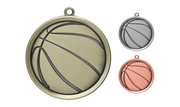 Mega Basketball Medallion: Antique Gold 2-1/4"-105385