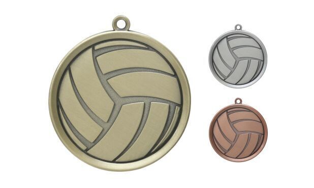 Mega Volleyball Medallion: Antique Gold 2-1/4"-105382