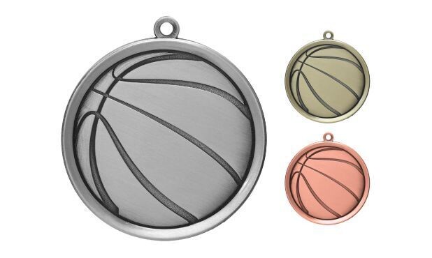 Mega Basketball Medallion: Antique Silver 2-1/4"-105386