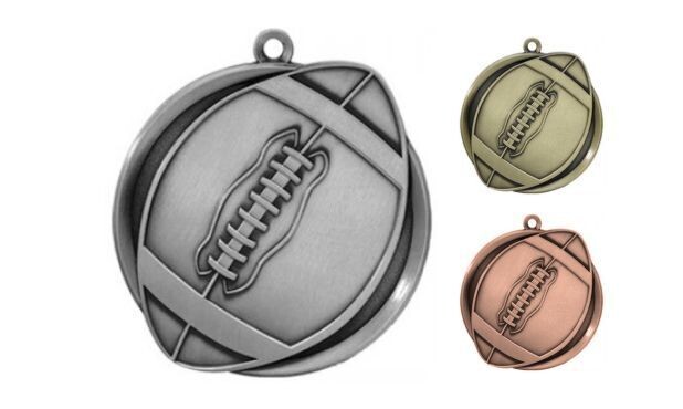 Mega Football Medallion: Antique Silver 2-1/4"-105389
