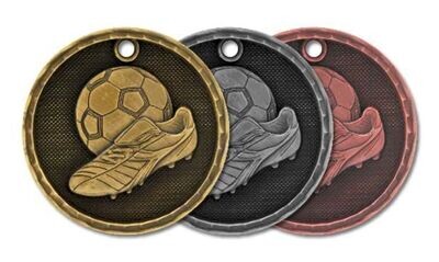 3D Soccer Medallion: Antique Silver 2"-105407