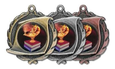 Sculptured Scroll Universal Insert Medallion: Antique Silver 1-3/4"-105601