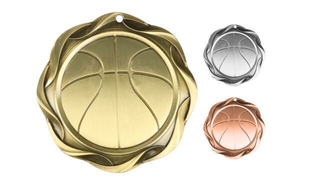 Fusion Basketball Medallion: Antique Gold 3"-107059