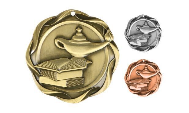 Fusion Lamp of Knowledge Medallion: Antique Gold 3"-107083