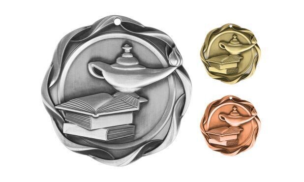 Fusion Lamp of Knowledge Medallion: Antique Silver 3"-107084