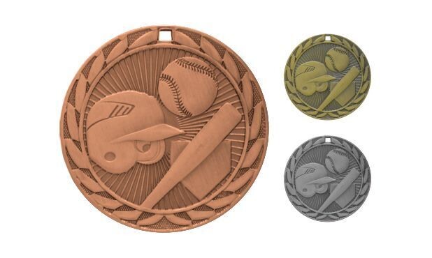 Iron Baseball Medallion: Antique Bronze 2"-107092