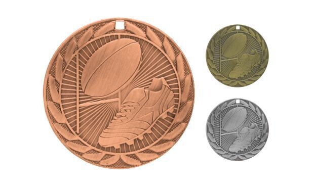 Iron Rugby Medallion: Antique Bronze 2"-107098