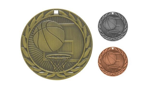 Iron Basketball Medallion: Antique Gold 2"-107105