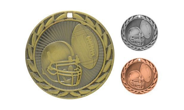 Iron Football Medallion: Antique Gold 2"-107108