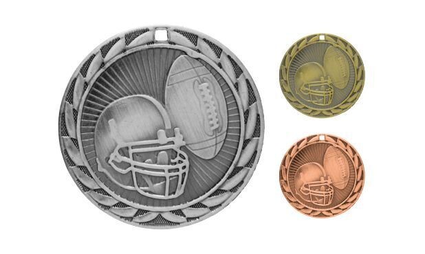 Iron Football Medallion: Antique Silver 2"-107109