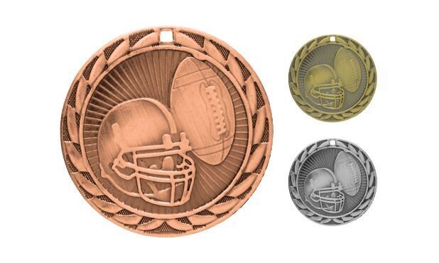Iron Football Medallion: Antique Bronze 2"-107110