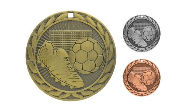Iron Soccer Medallion: Antique Gold 2"-107111
