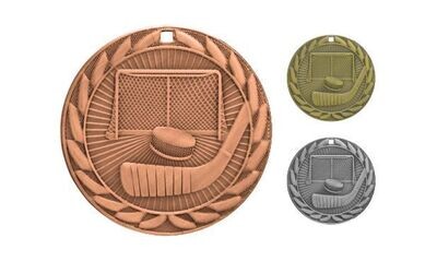 Iron Hockey Medallion: Antique Bronze 2"-107116