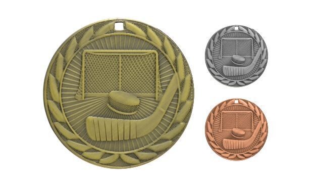 Iron Hockey Medallion: Antique Gold 2"-107114