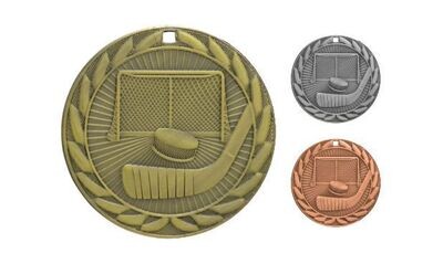 Iron Hockey Medallion: Antique Gold 2"-107114