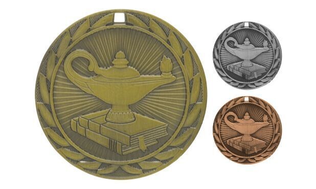 Iron Lamp of Knowledge Medallion: Antique Gold 2"-107129
