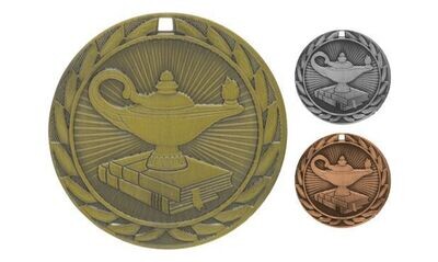 Iron Lamp of Knowledge Medallion: Antique Gold 2"-107129