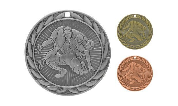 Iron Wrestling Medallion: Antique Silver 2"-107133