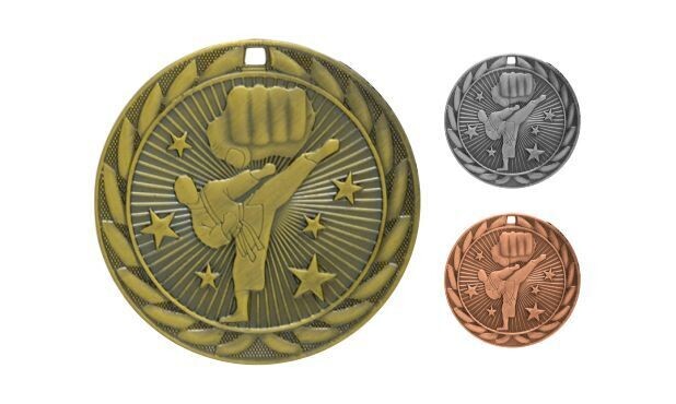 Iron Karate Medallion: Antique Gold 2"-107135