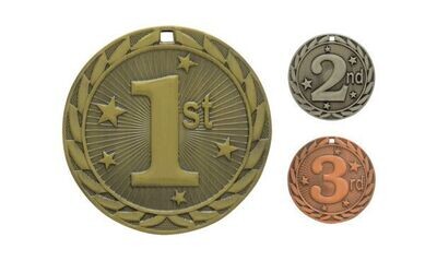 Iron 1st Place Medallion: Antique Gold 2"-107138