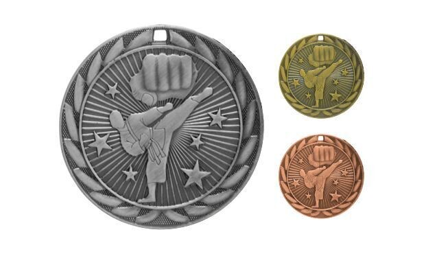 Iron Karate Medallion: Antique Silver 2"-107136