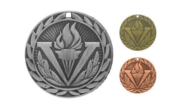 Iron Victory Medallion: Antique Silver 2"-107142