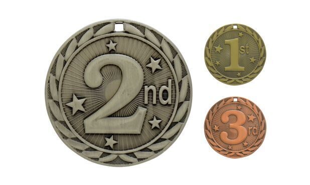 Iron 2nd Place Medallion: Antique Silver 2"-107139