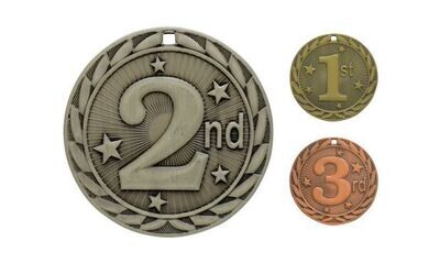 Iron 2nd Place Medallion: Antique Silver 2"-107139