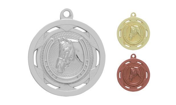 Strata Equestrian Medallion: Bright Silver 2"-107912