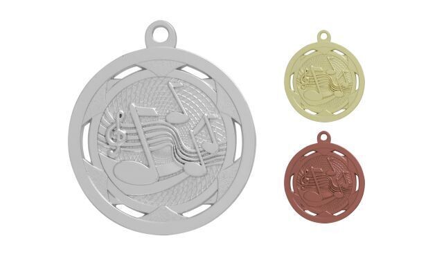 Strata Music Medallion: Bright Silver 2"-107921