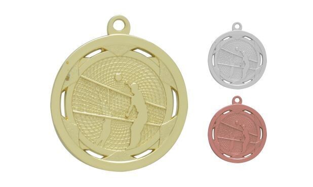 Strata Volleyball Medallion: Bright Gold 2"-107932