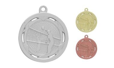 Strata Volleyball Medallion: Bright Silver 2"-107933